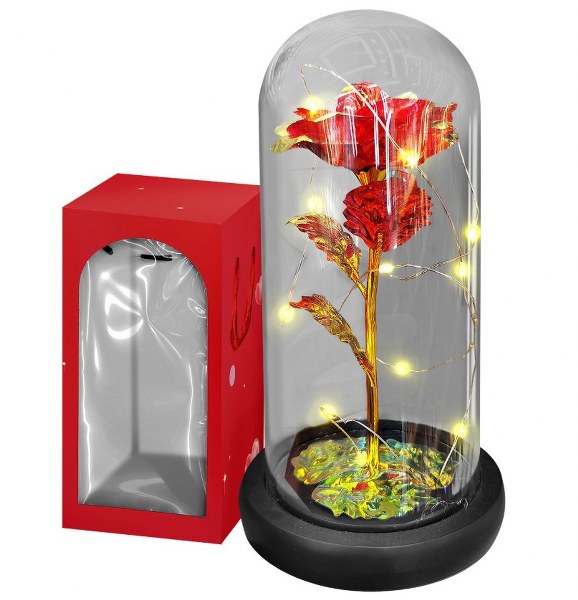 Homie Λουλούδι Μπαταρίας Σε Γυάλα Με Φως 11x22εκ.Homie 22-3004 - Homie - 22-3004